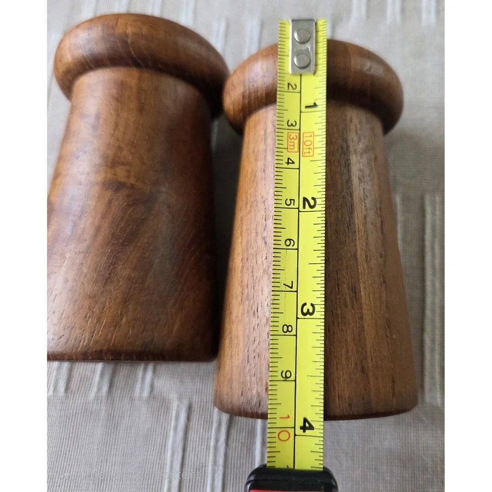 Vintage Teak Mid Century‎ Modern Salt and Pepper Shakers  4